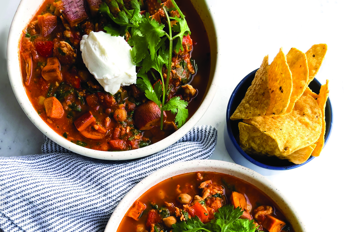 Turkey chickpea chili with veggies